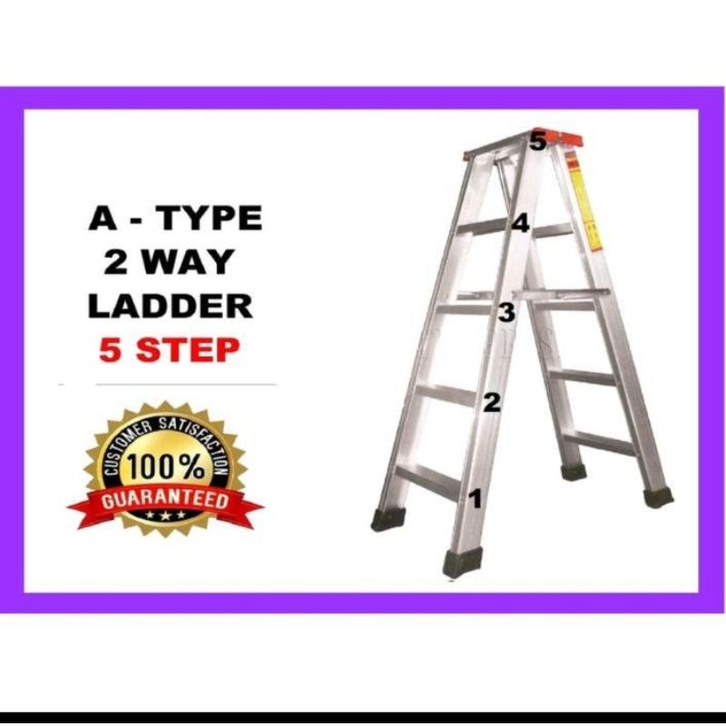 A type hi-grade aluminum ladder (2x5step, 121cm x40cm) free gloves ...
