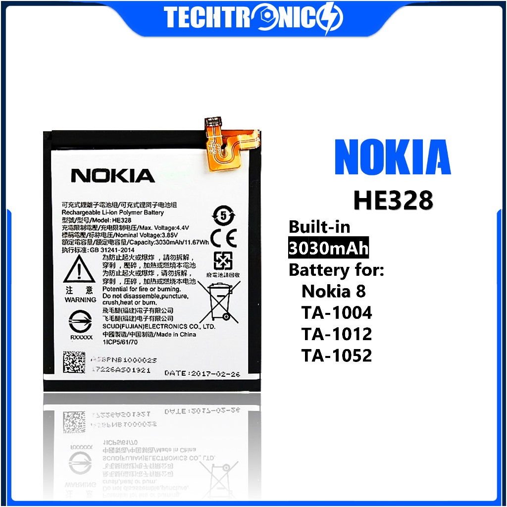 Battery HE328 Nokia 8 TA-1004 TA-1012 TA-1052 3030mAh | Shopee Philippines