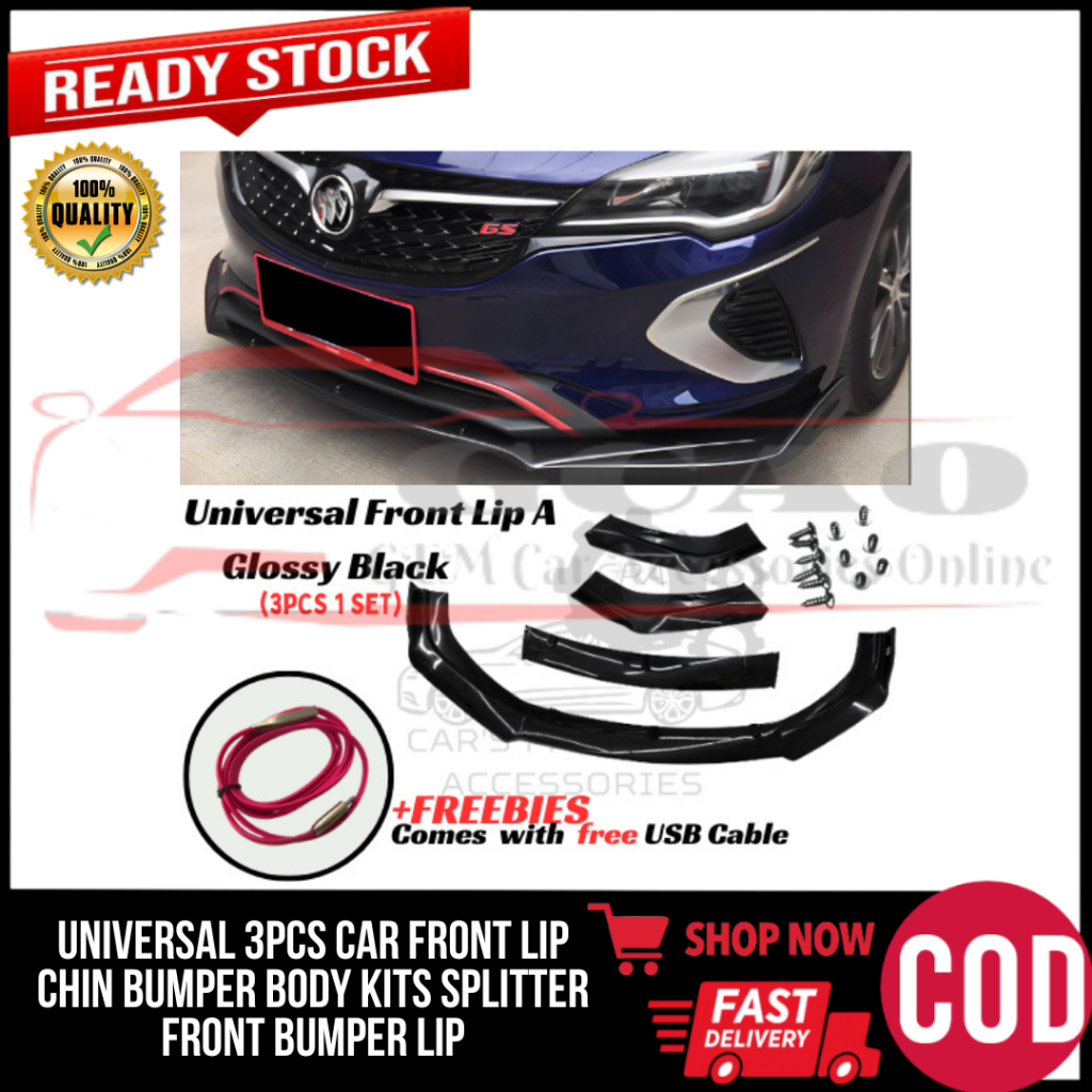 Gcao Universal Pcs Car Front Lip Chin Bumper Body Kits Splitter Front