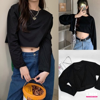 Amethyst Round Neck Knit Long Sleeves Crop Top