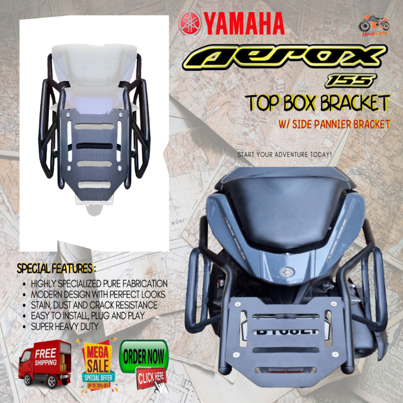 YAMAHA AEROX 155 - MOTODODGE TOP BOX BRACKET w/ SIDE PANNIER BRACKET ...