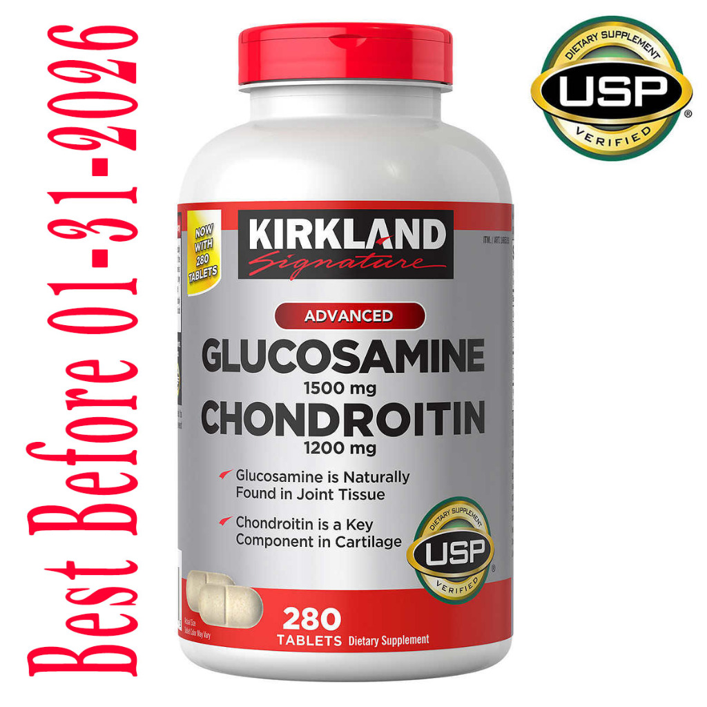 Kirkland GLUCOSAMINE 1500 mg AND CHONDROITIN 1200 mg 1/2025 expiry