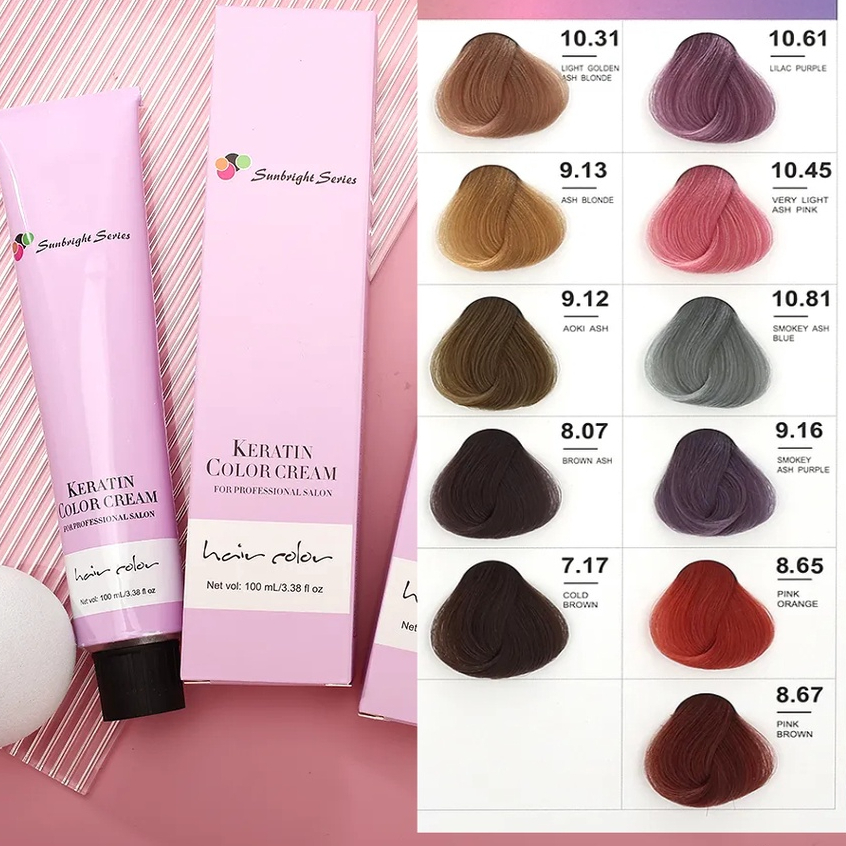 Sunbright Series Keratin Color Cream Permanent Hair Color NO OXI