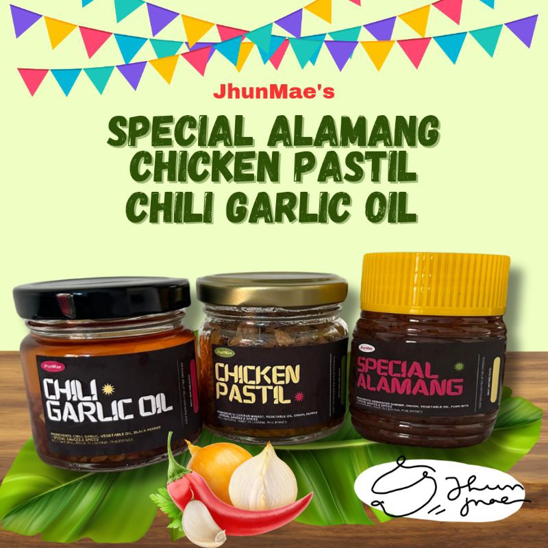 JhunMae Special Alamang Chicken Pastil Chili Garlic Oil 120grams