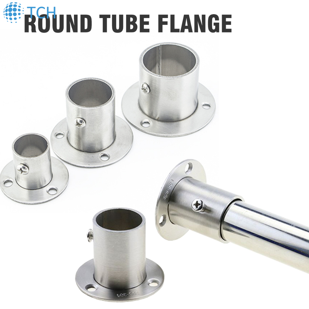 16-32mm High Tall Flange Holder Bracket Closet Rod Wall Floor 304 ...