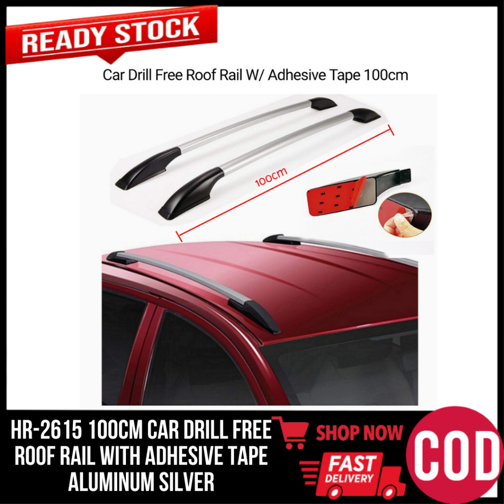 GCAO HR-2615 100cm Car Drill Free Roof Rail With Adhesive Tape Aluminum ...