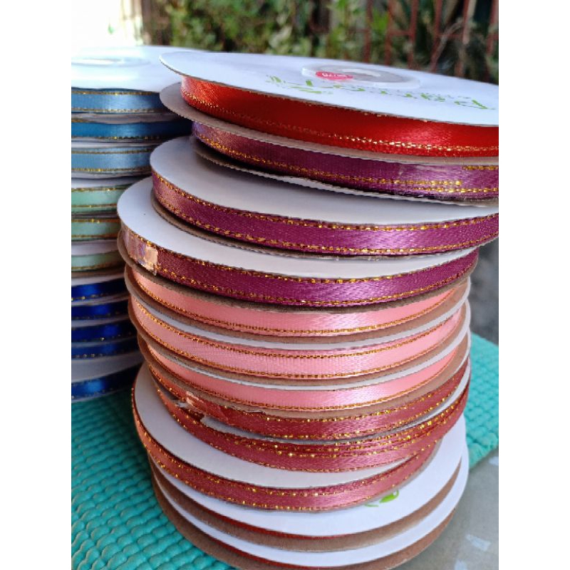 1/4 Ribbon 50 yards with gold lining | Shopee Philippines