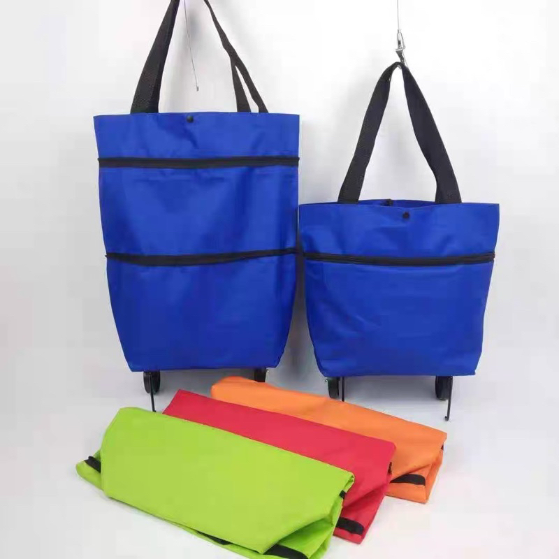 Foldable Tug Shopping Bag with wheels Mon-woven Large Capacity Grocery ...