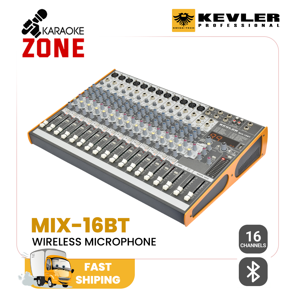 Kevler Mix-16BT Mixer/ 16Channel Compact Mixer/Built-in 24 BIT Digital ...