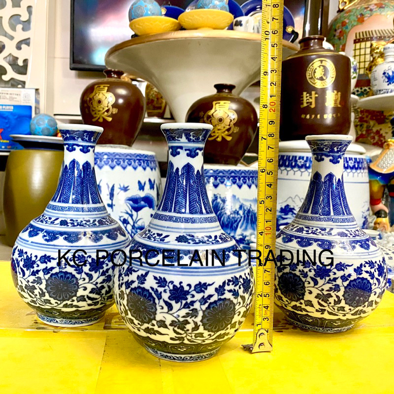 9 Ceramic Vase, Blue White Floral