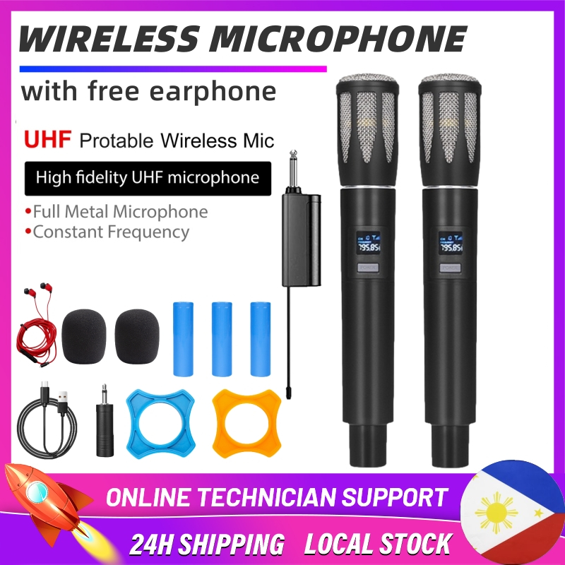 JISSDO Wireless Microphones,Dual Handheld Mic with Receiver