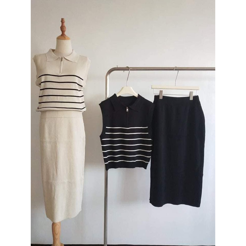 AL FASHION knits sets (top + skirt ) | Shopee Philippines