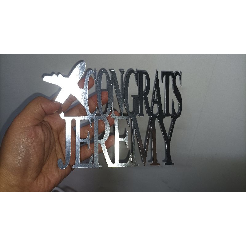 customized cardstock metallic silver airplane and greetings cake ...