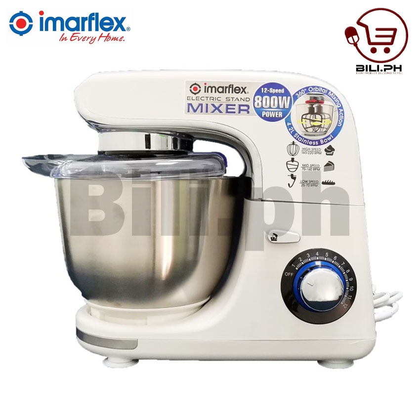Imarflex IMX420S Electric Stand Mixer with 12Speed Settings (800