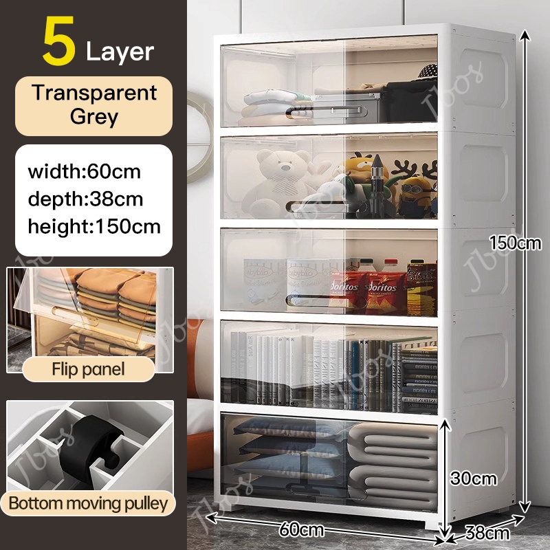 Jbos Thickened Transparent Wardrobe Durabox Cabinet Drawer Flip Lid ...