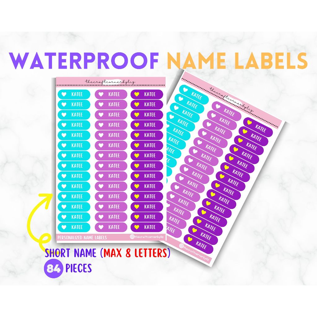 Waterproof Personalized Name Labels 56 or 84 pieces | Shopee Philippines