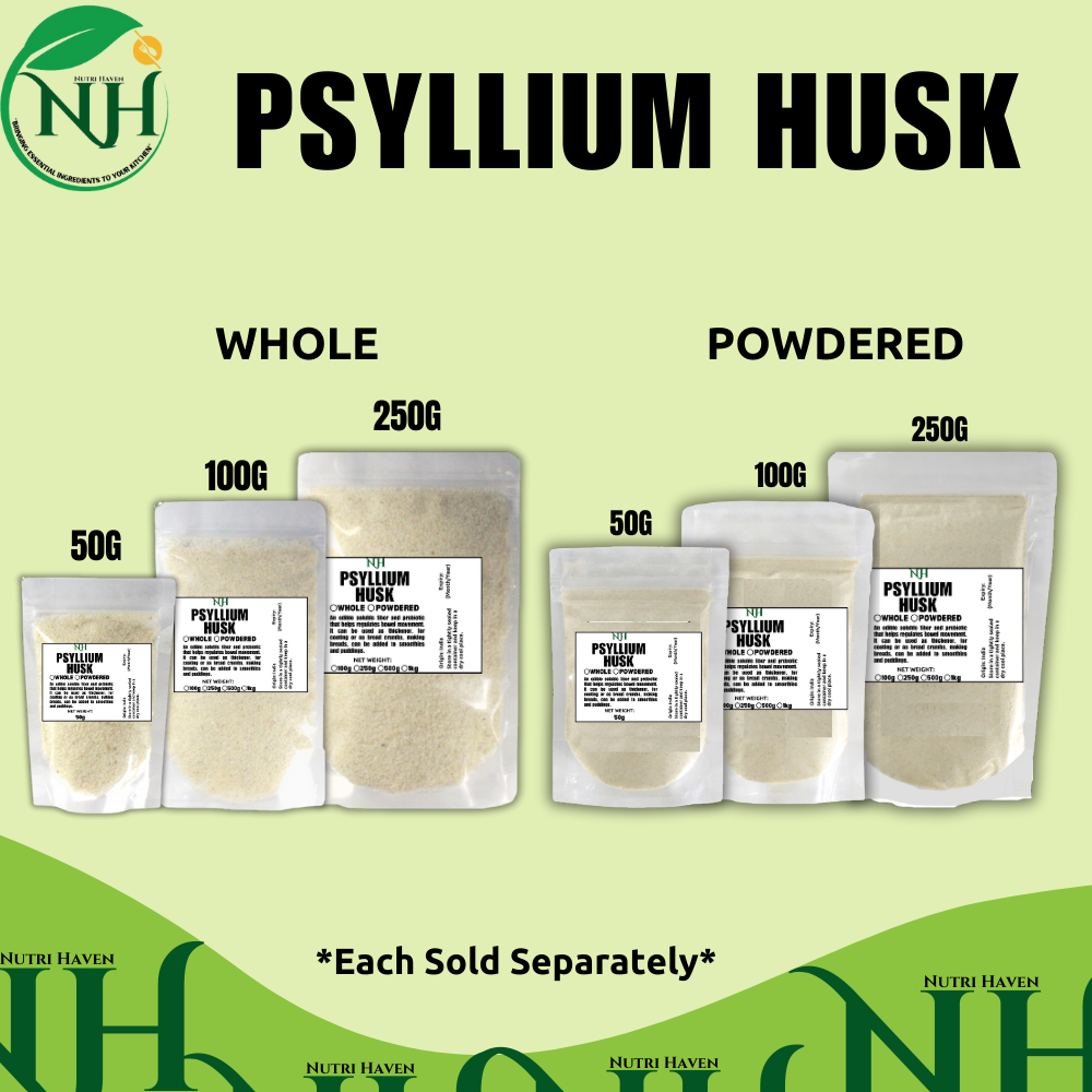 NutriHaven PSYLLIUM HUSK WHOLE / PSYLLIUM HUSK POWDERED bulk 50g, 100g, 250g (Isabgol) Shopee