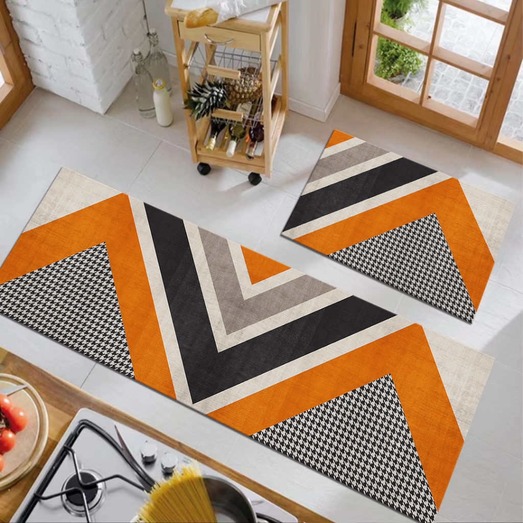 2 Pcs Plank Retro Kitchen Long Mat Carpet Absorbent Non-slip Kitchen ...