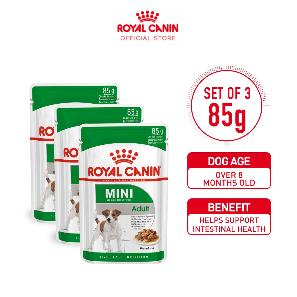 Royal Canin Mini Adult (85g x 3 Pouches) Wet Dog Food - Size Health ...