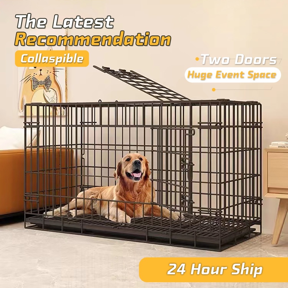 Dogs Cage Collapsible Large Space With Poop Tray For Cat Rabbit Puppy ...