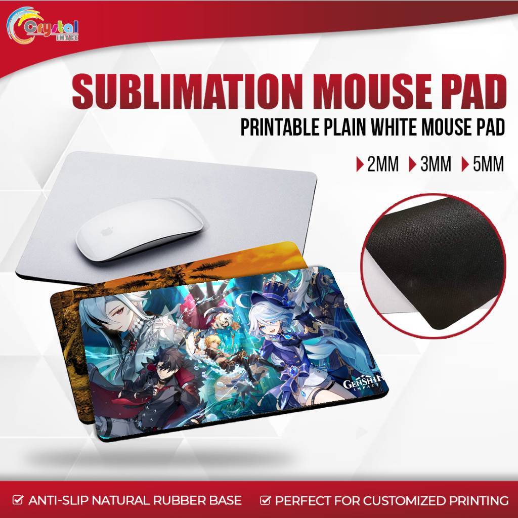 Sublimation Rubber Mouse Pad 2mm / 3mm / 5mm Printable Plain White