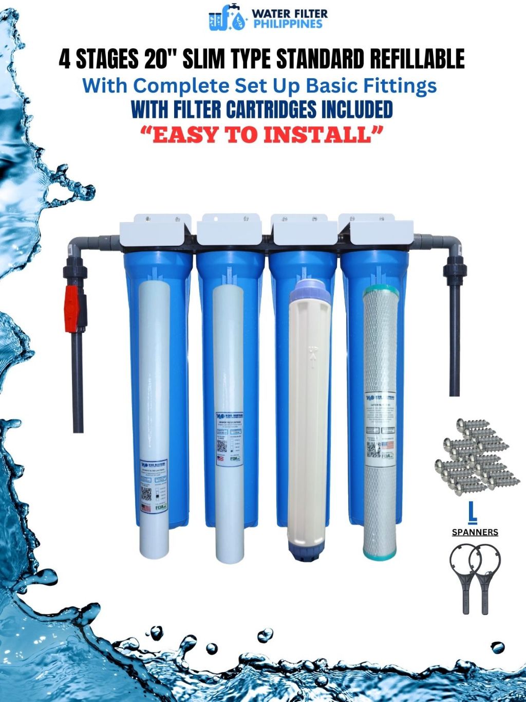 4 Stages Water Filter Refillable Deepwell Standard Heavy Duty Complete ...