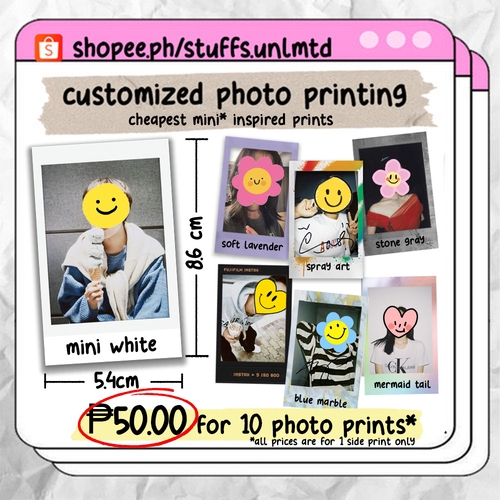 CUSTOM INSTAX MINI FRAME PHOTO PRINTING SERVICE | Shopee Philippines