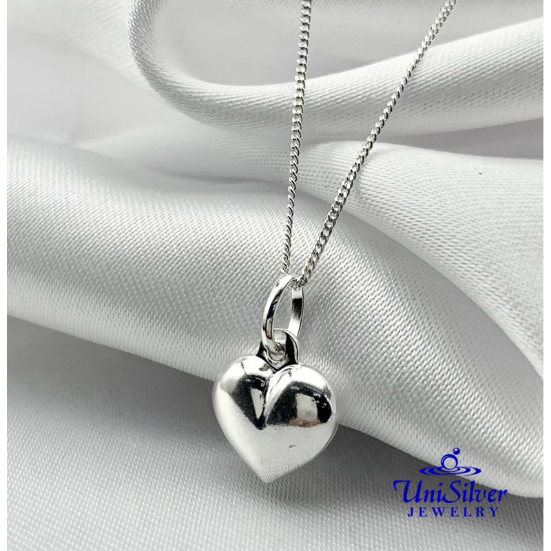 Vanbelle Sterling Silver Heart Pendant Necklace - Rhodium Plated, 925 Stamp, Diamond Accent - View #7