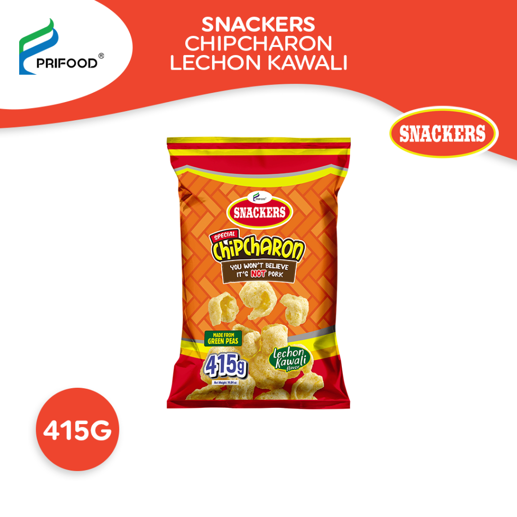 Prifood Snackers Chipcharon Lechon Kawali Flavor 415g | Shopee Philippines