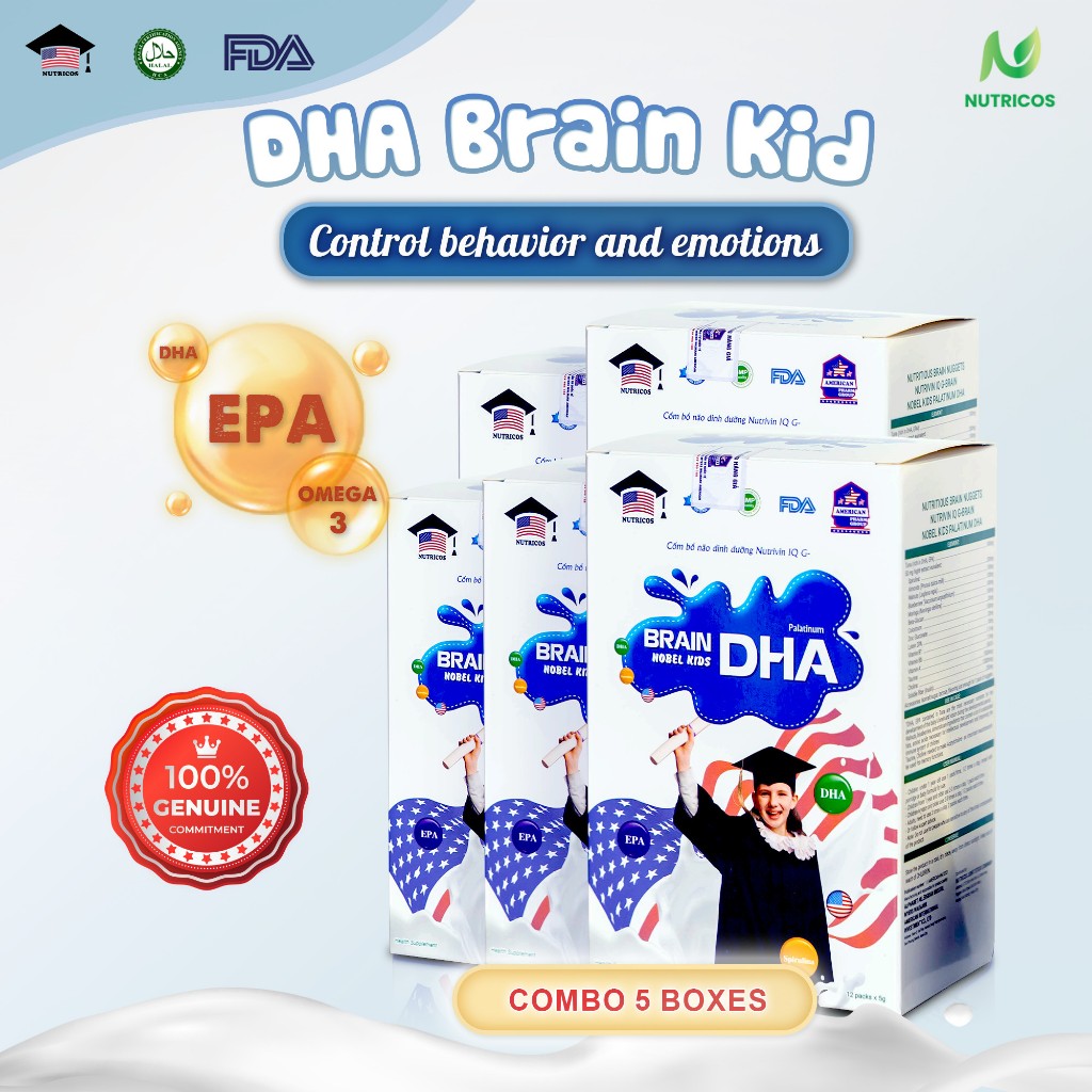 Combo 5 Box DHA Brain Kid - VITAMINS BRAIN NUTRITION FOR SMART CHILDREN ...