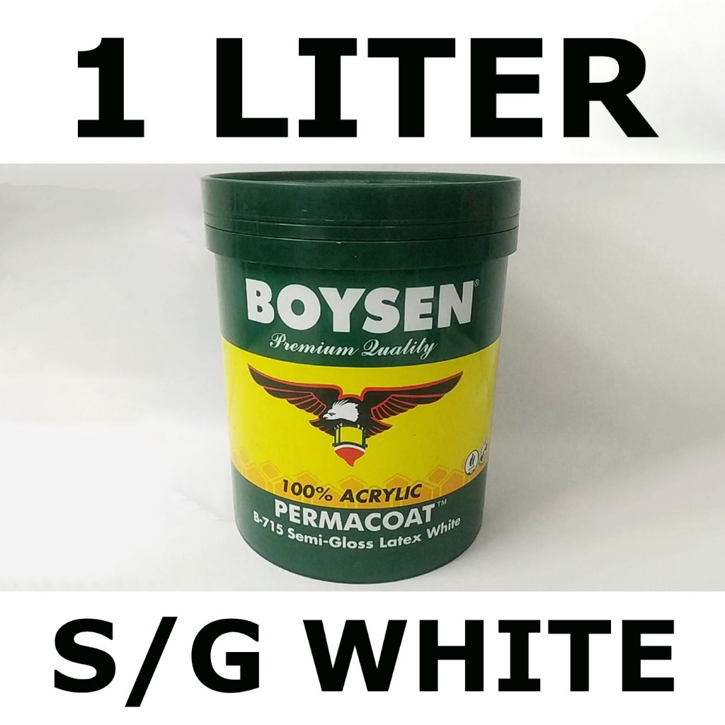 BOYSEN SEMI GLOSS LATEX WHITE ( 1 LITER ) FOR WOOD AND CEMENT PERMACOAT ...