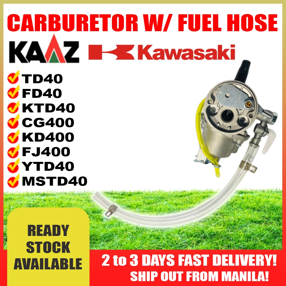 Carburetor Assembly with Fuel Hose for Kawasaki TD40, FD40 2 Stroke ...