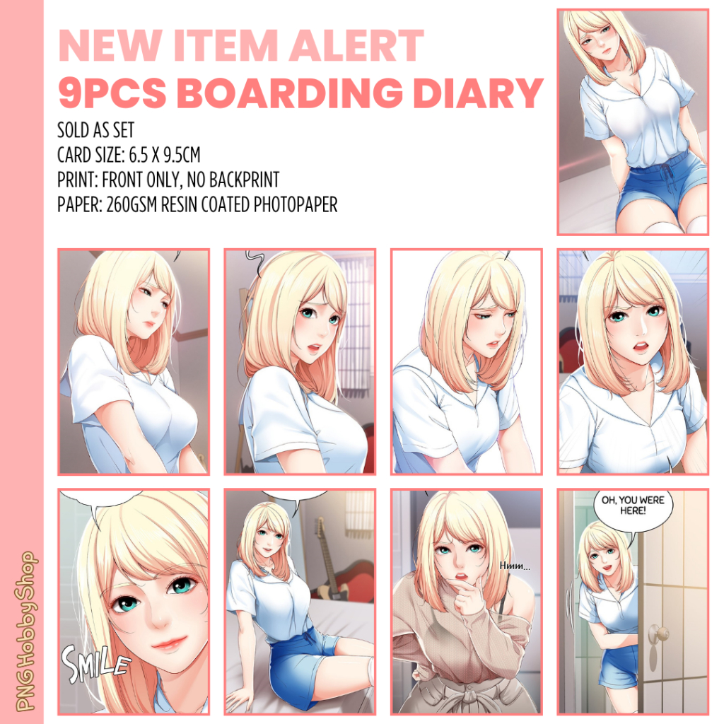 9PCS SET Boarding Diary Manhwa Anime PNG Hobby Shop Shopee