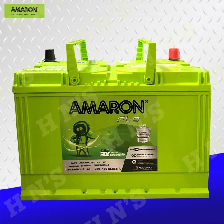 Amaron Flo BH115D31R (3SMF Reverse) Maintenance Free Car Battery w/ 21 ...