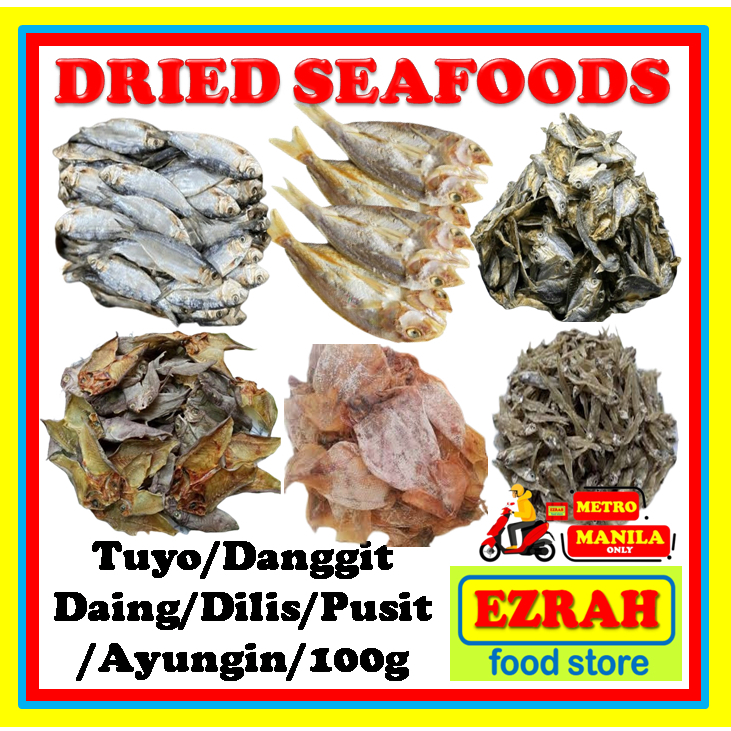 Dried Seafoods 100g Tuyo/Danggit/Pusit/Daing/Ayungin/Dilis | Shopee ...