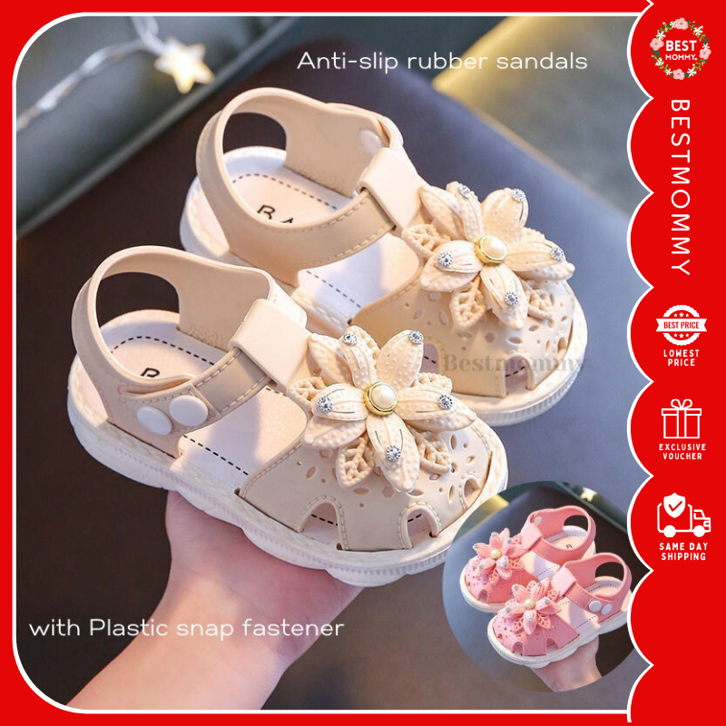 BESTMOMMY Flower Sandals For Baby Girls Korean Kids Buckle Shoes ...