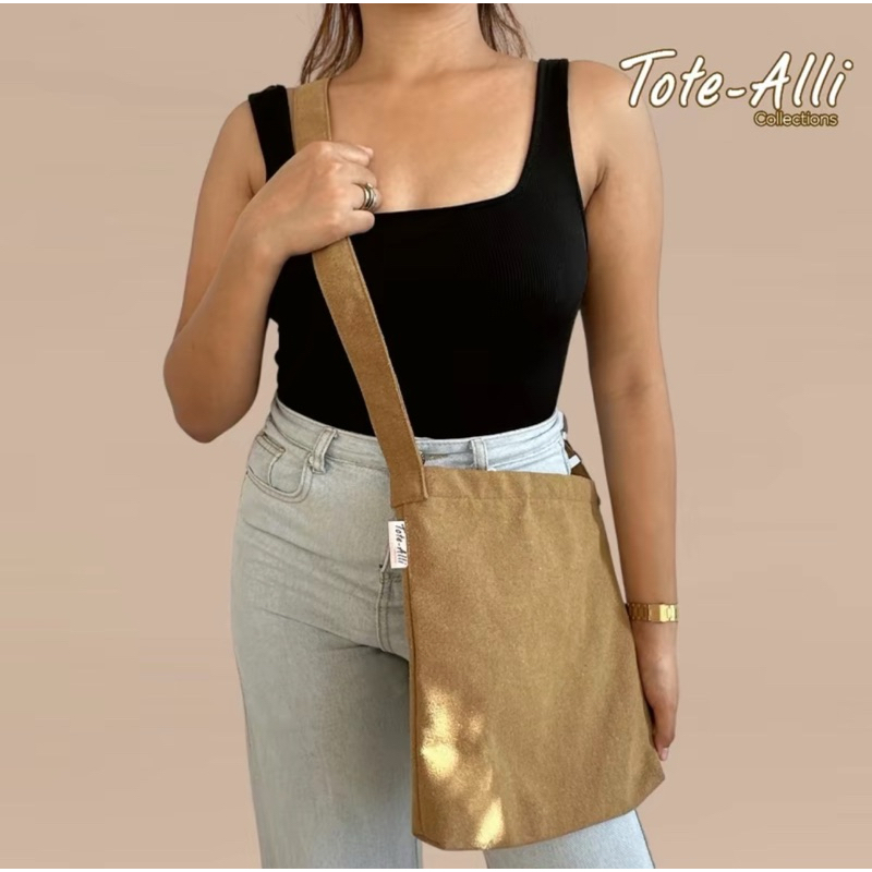 Tote Alli Canvas Sling Bag With Zipper Adjustable Strap Unisex Totebag Crossbody bag Shopee Philippines