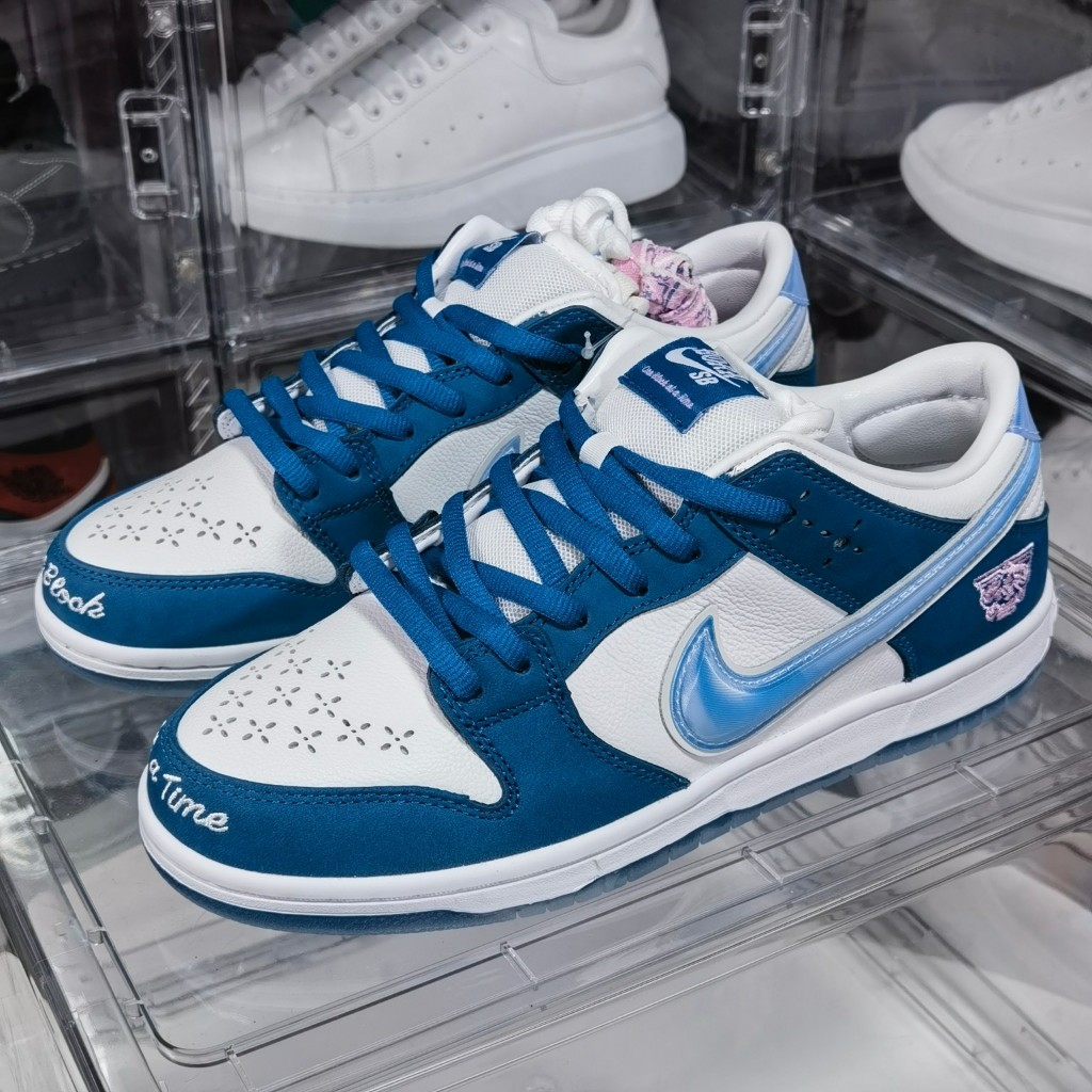 Born x Raised x Nike SB Dunk Low cut Sports Skate Shoes Sneakers For Men and Women Blue White