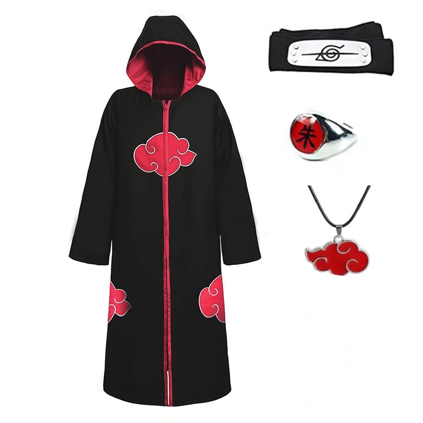 Hokage Akatsuki Cosplay Cloak Child Uzumaki Headband Ring Uniform 