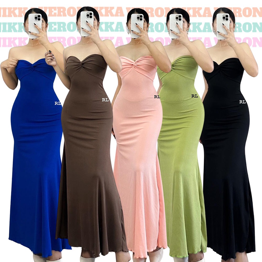 Veronikka Dyesebel Twisted Tube Knitted Maxi Dress Freesize XS to