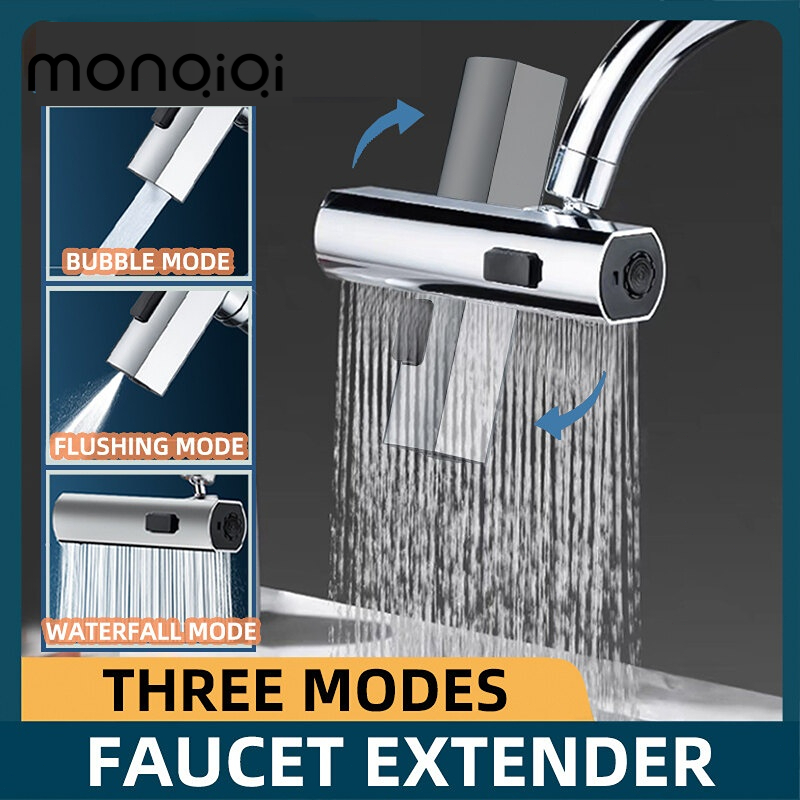 360° Rotation Waterfall Kitchen Faucet 3-Function Kitchen Sink Spray ...