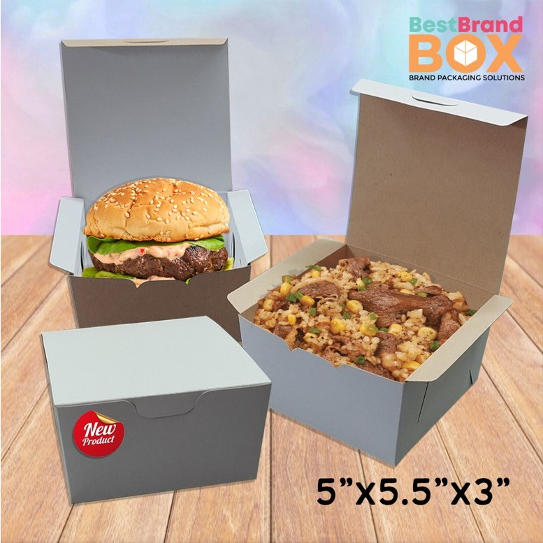 Take Out Box/Meal Box/Burger Box 5x5x3 inches packed by 10's | Shopee ...