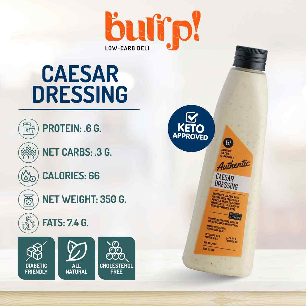 Burrp Authentic Caesar Dressing 350 ml Sugarfree Low Carb Keto Friendly