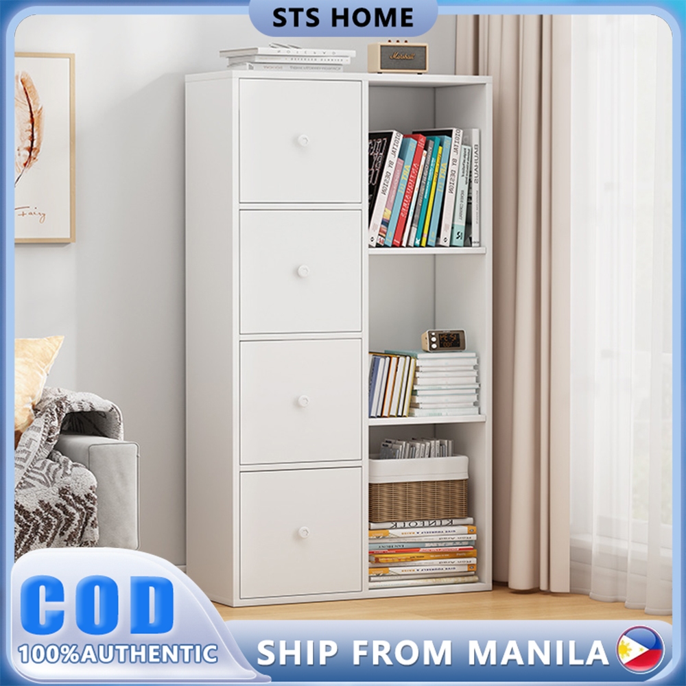 Wooden Book Cabinet with Door / Bookshelf Floor Book Storage Rack / 4 ...