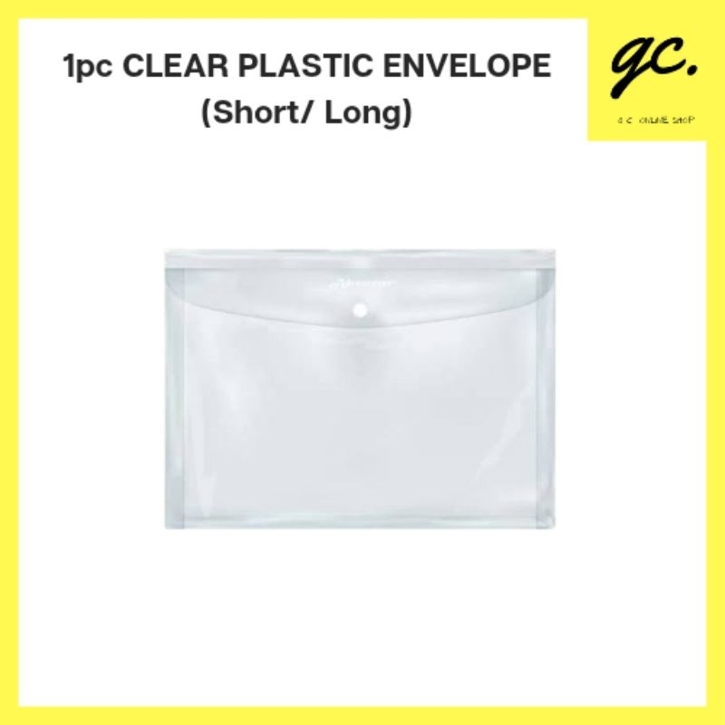 GC 1pc Clear Plastic envelope short and long School Supplies Offixe ...