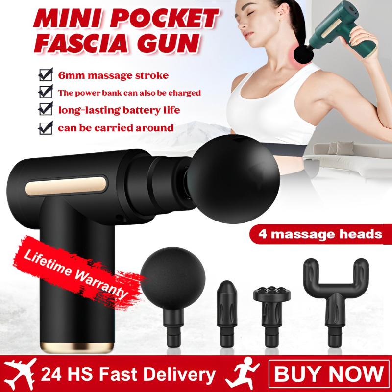 Massager Gun Vibrating Quiet Electric Fascial Gun With 6 Heads For Muscle Relaxation 5276