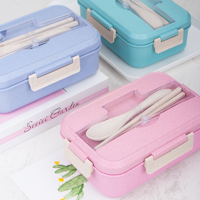 Rectangular lunch box adult children's lunch box with spoon and fork ...