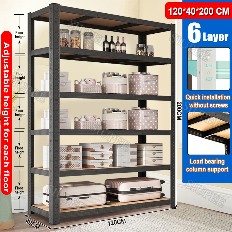 6 Layer Steel Rack Heavy Duty Metal Rack Boltless Shelf Organizer ...