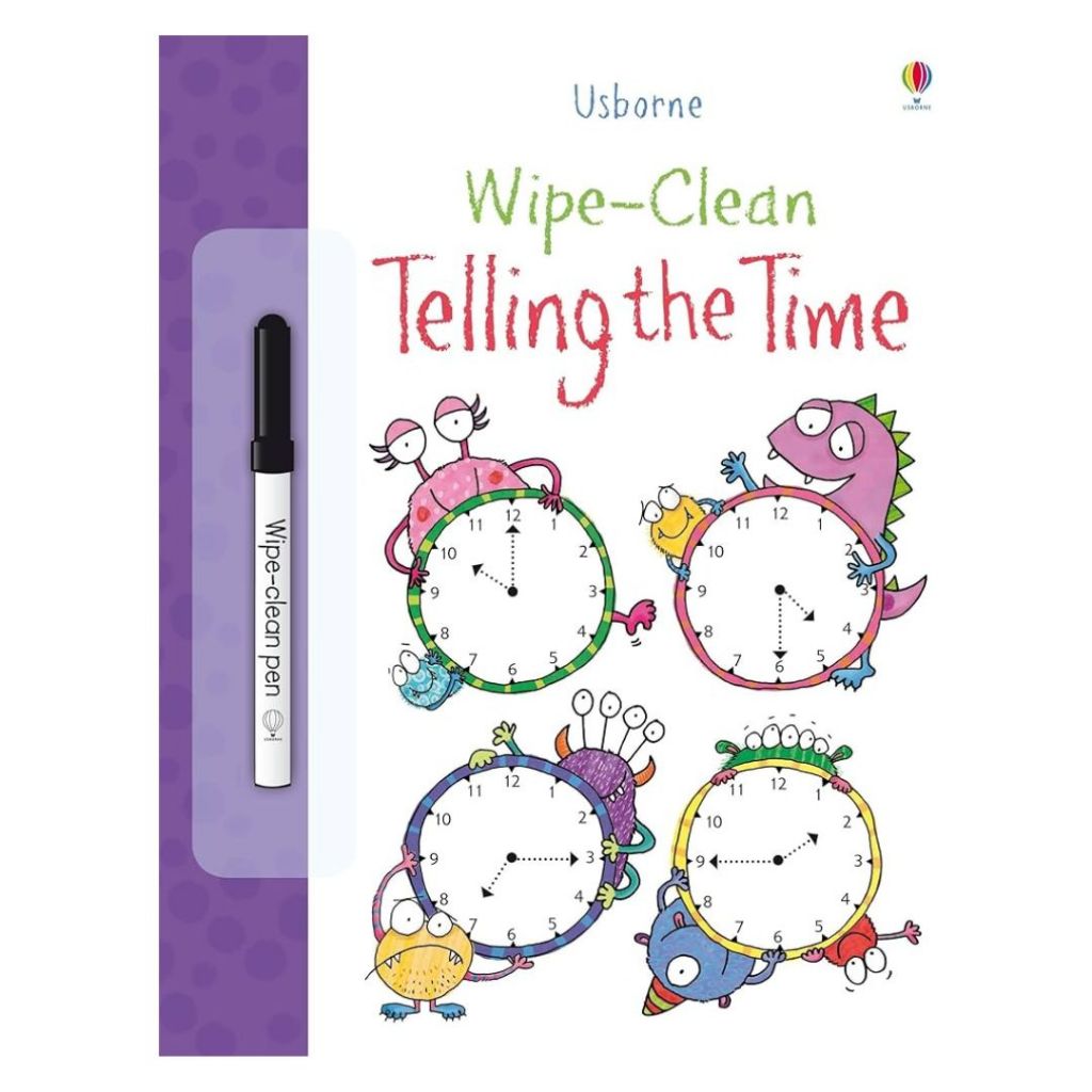 Usborne WipeClean TELLING THE TIME (brand new softcover with free