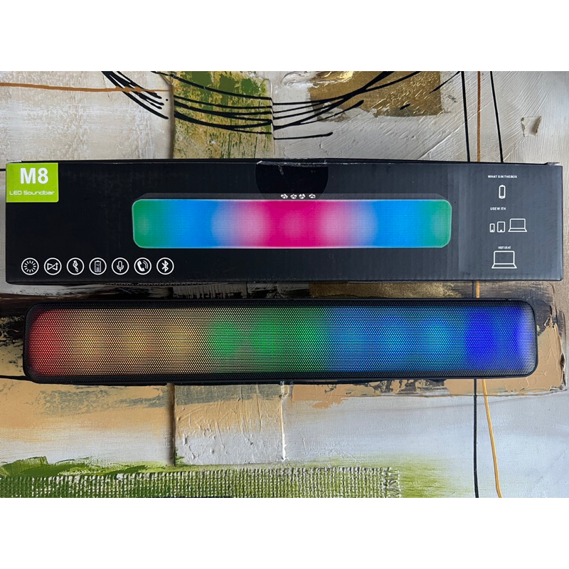 Wireless Sound Bar Speaker Colorful RGB Gradient Light Strip Desktop ...